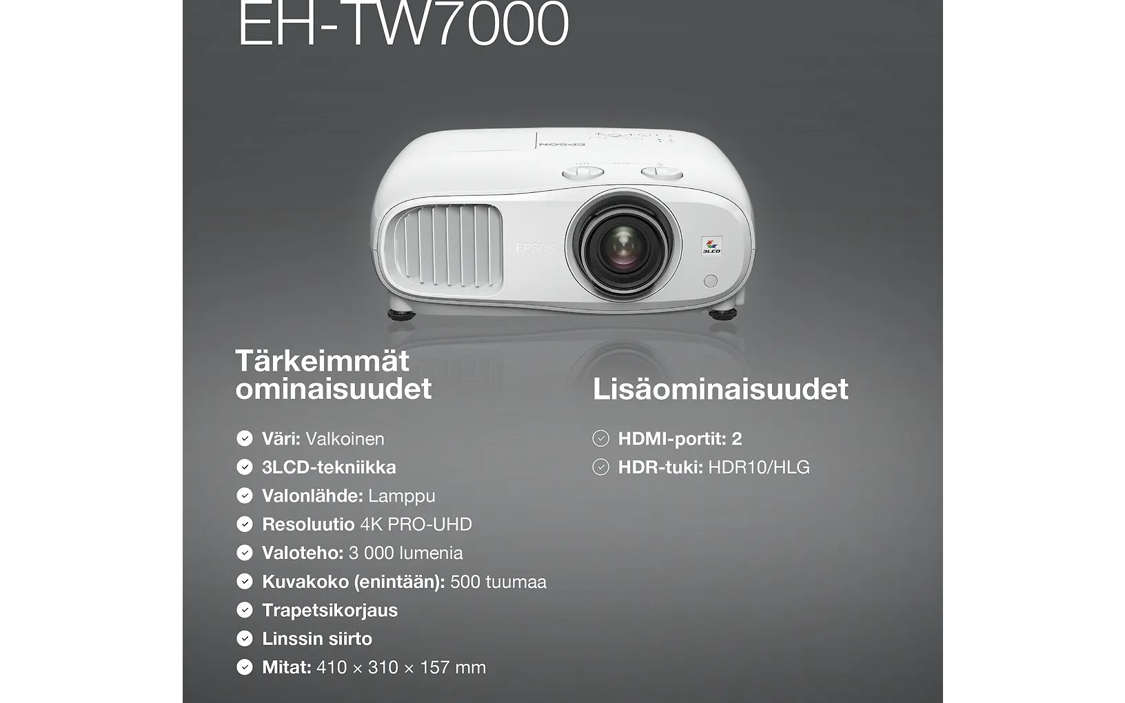 Epson EH-TW7000 4K PRO-UHD -projektori