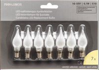 Finnlumor E10 LED-vaihtolamput, liekkikupu, 7 kpl / LED-reservlampor, flamformad kupa, 7 st