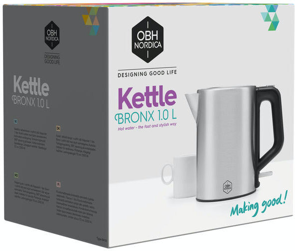 OBH Nordica Bronx -vedenkeitin 1 l, ruostumaton teräs