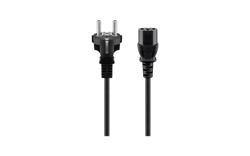 Goobay typ F, CEE 7/7 - C13 strömkabel, 1,5 m, svart