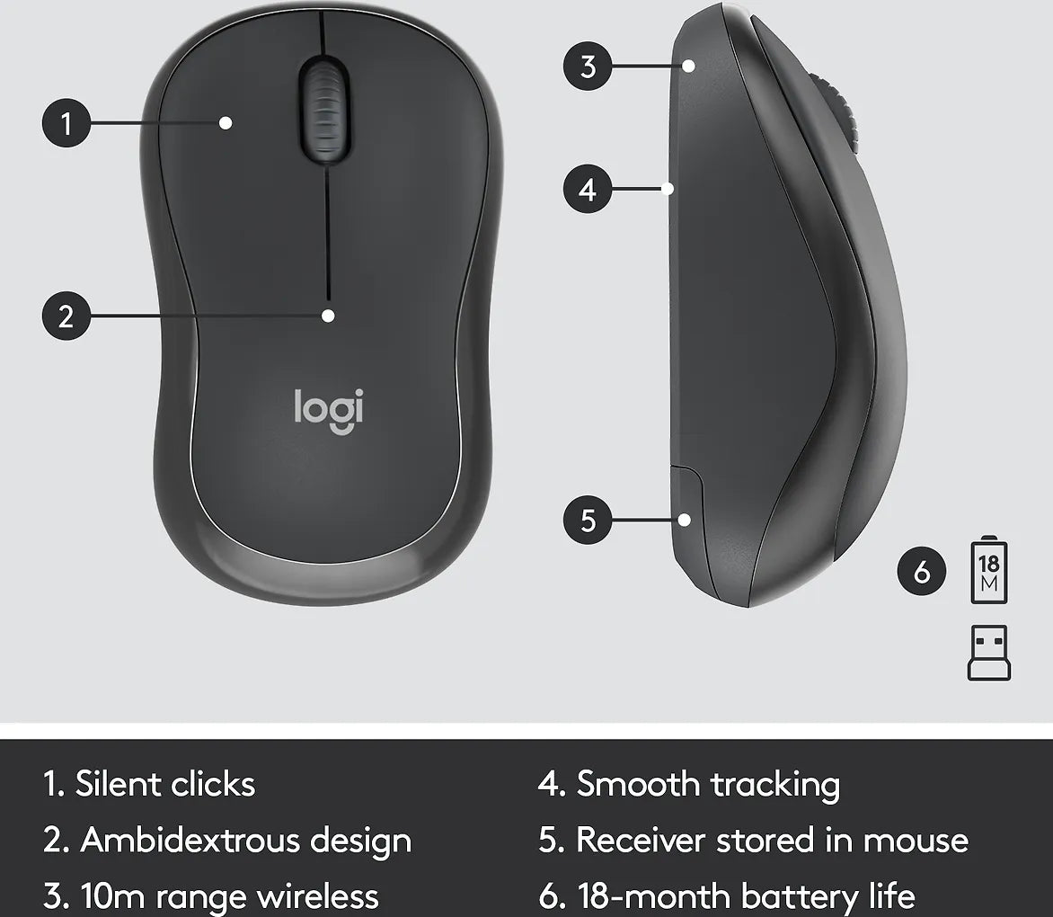 Logitech MK295 -näppäimistö ja hiiri, musta