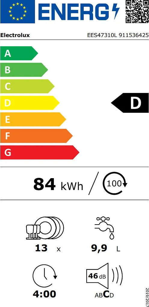 Electrolux EES47310L diskmaskin, integrerad