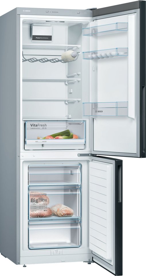 Bosch KGV36VBEAS Serie 4, Jääkaappipakastin, musta
