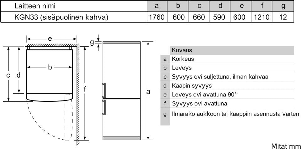 Bosch KGN33NWEB Serie 2, Jääkaappipakastin, valkoinen