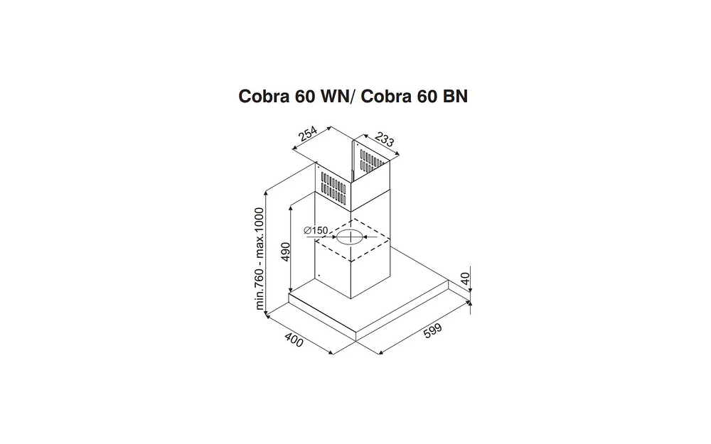 Witt Cobra 60BN liesituuletin, musta, 60 cm