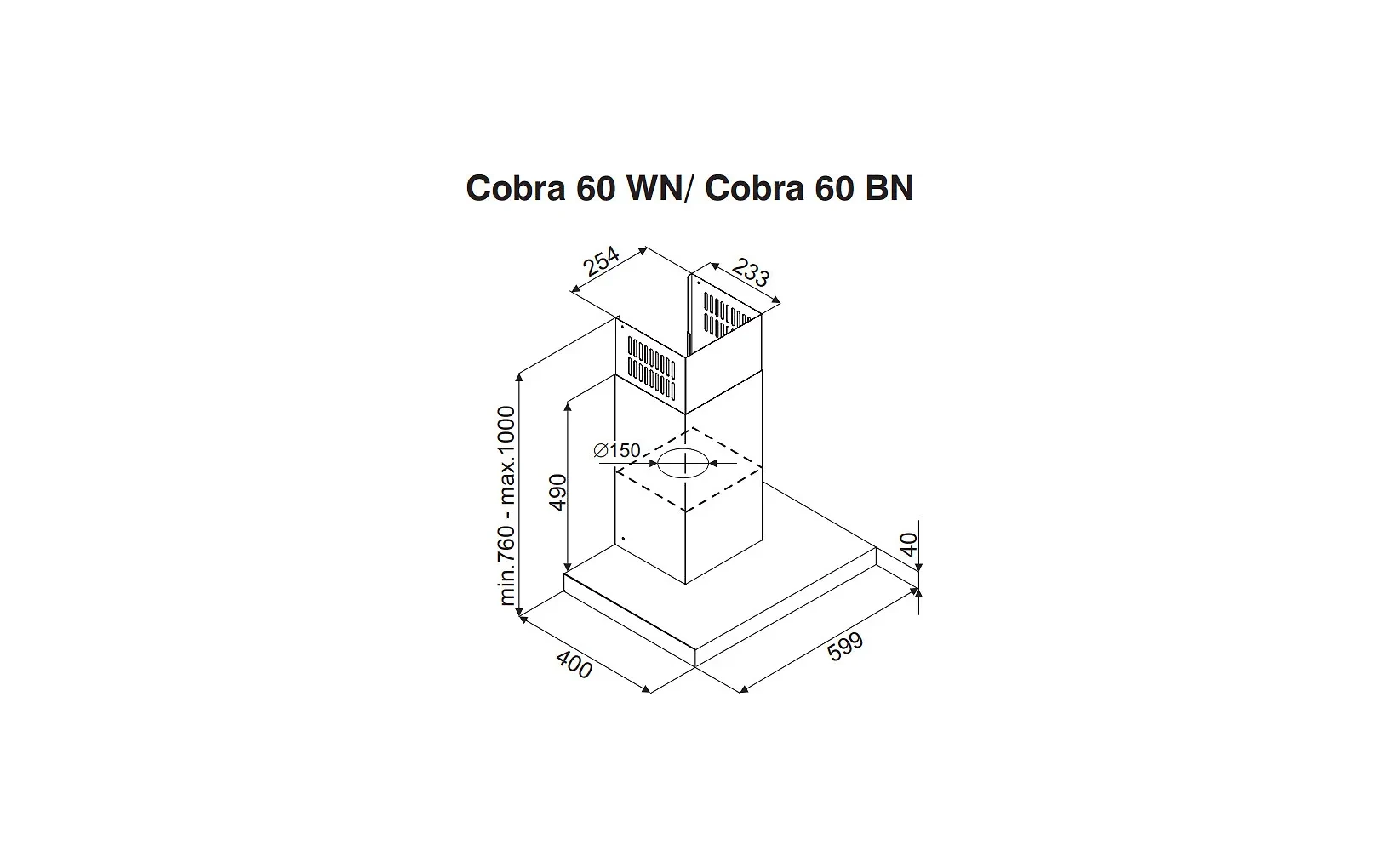 Witt Cobra 60BN liesituuletin, musta, 60 cm