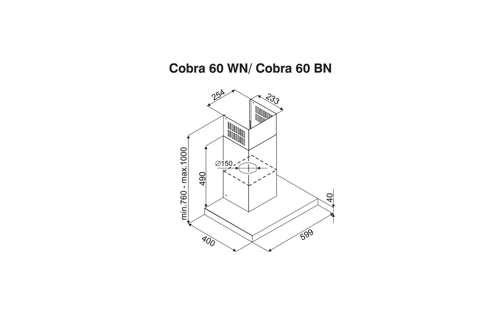 Witt Cobra 60WN liesituuletin, valkoinen, 60 cm