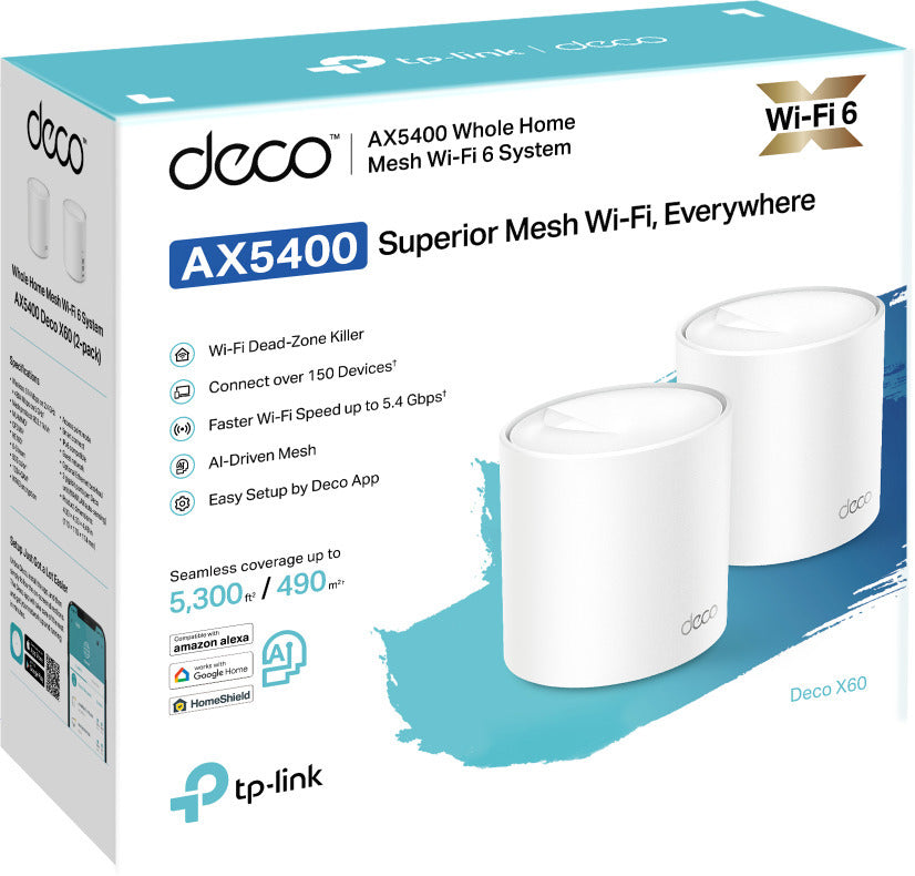 TP-LINK Deco X60 AX5400 WiFi 6 -Mesh-järjestelmä, 2-pack