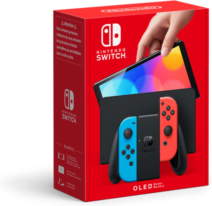 Nintendo Switch OLED -pelikonsoli, neonsininen / neonpunainen