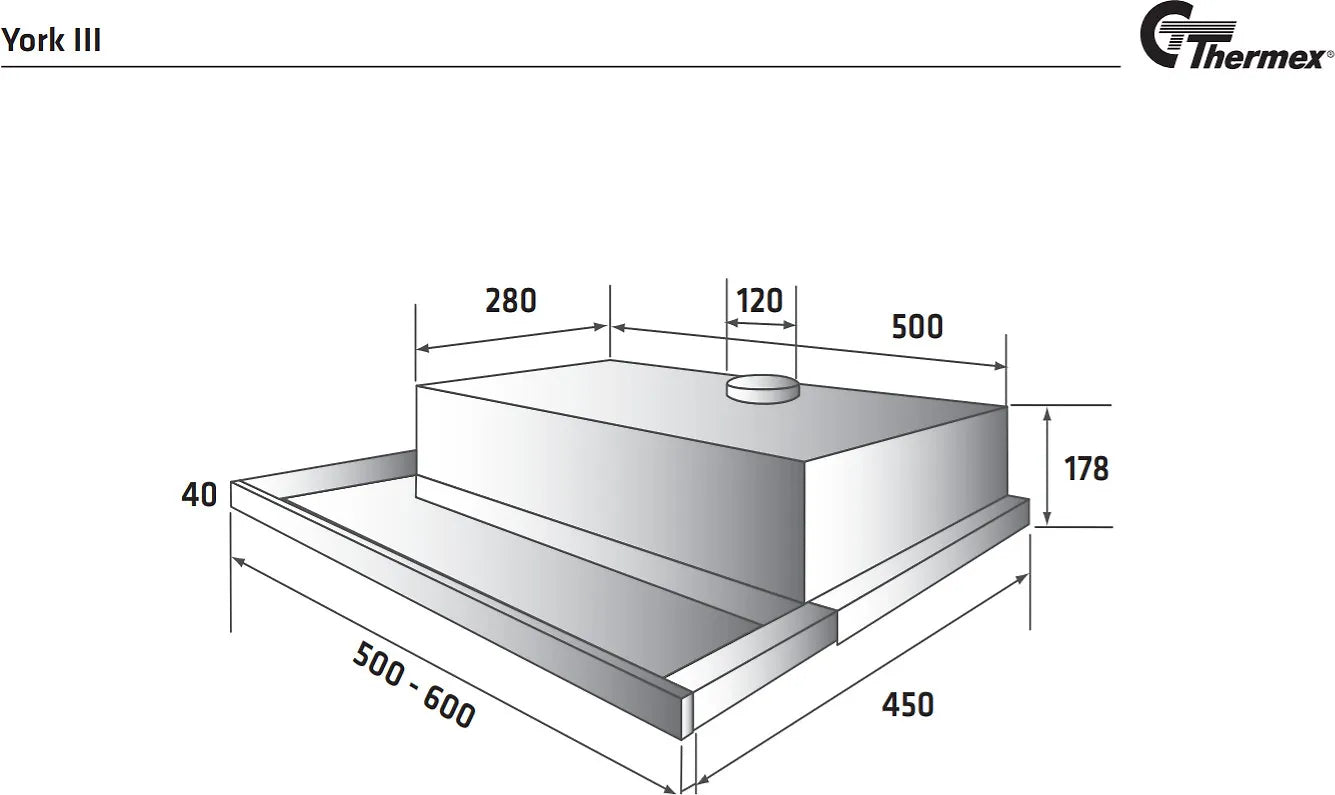 Thermex York III Standard spisfläkt, vit, 60 cm