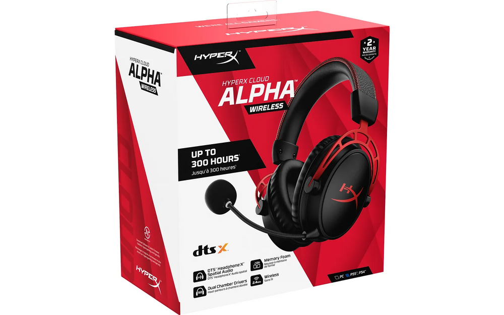HyperX Cloud Alpha trådlöst headset gamingheadset, rött