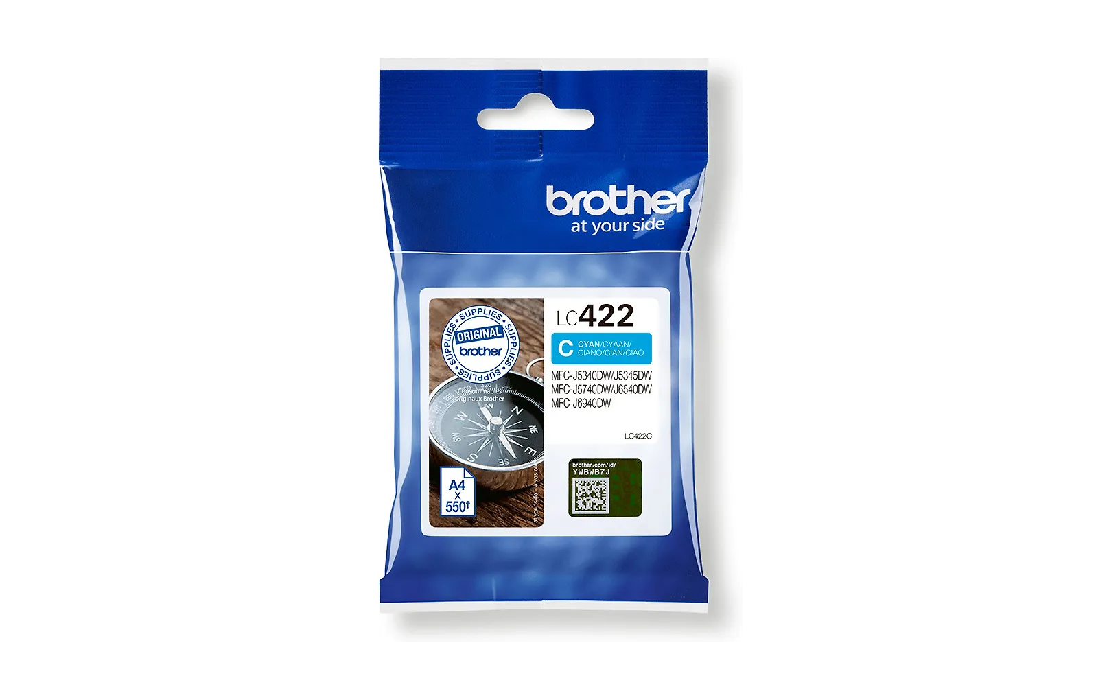 Brother LC422C -mustekasetti, syaani