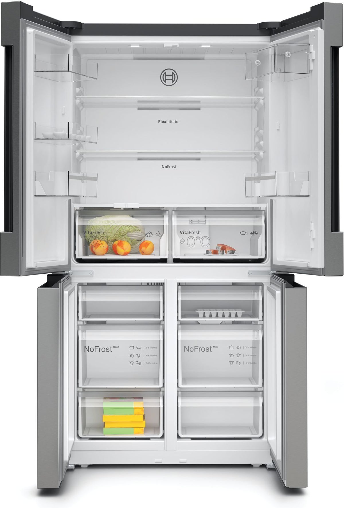 Bosch KFN96VPEA Serie 4, French door -jääkaappipakastin, 4 ovea, teräs – kuva 2