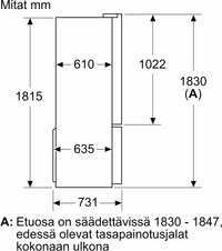 Bosch KFN96VPEA Serie 4, French door -jääkaappipakastin, 4 ovea, teräs – kuva 9