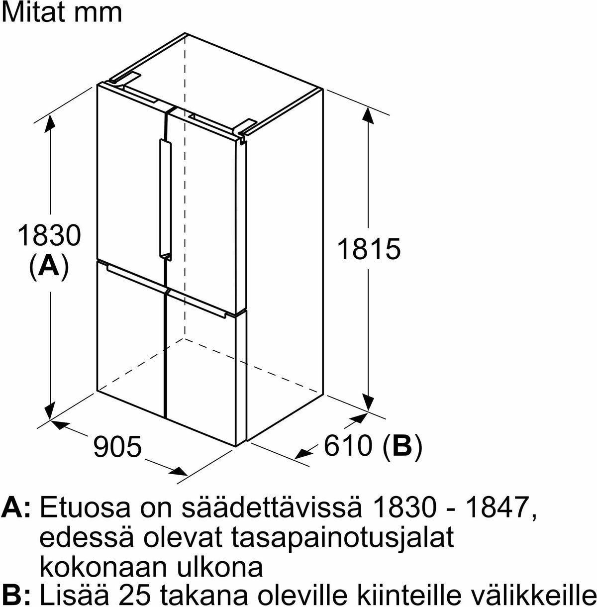 Bosch KFN96VPEA Serie 4, French door -jääkaappipakastin, 4 ovea, teräs – kuva 8