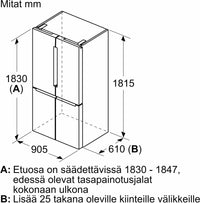 Bosch KFN96VPEA Serie 4, French door -jääkaappipakastin, 4 ovea, teräs – kuva 8