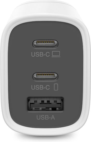 GP GaN PD 65 W -verkkovirtalaturi, 2x USB-C + 1x USB-A, valkoinen – kuva 3
