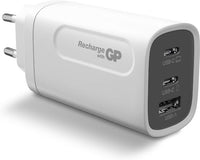 GP GaN PD 65 W -verkkovirtalaturi, 2x USB-C + 1x USB-A, valkoinen – kuva 2