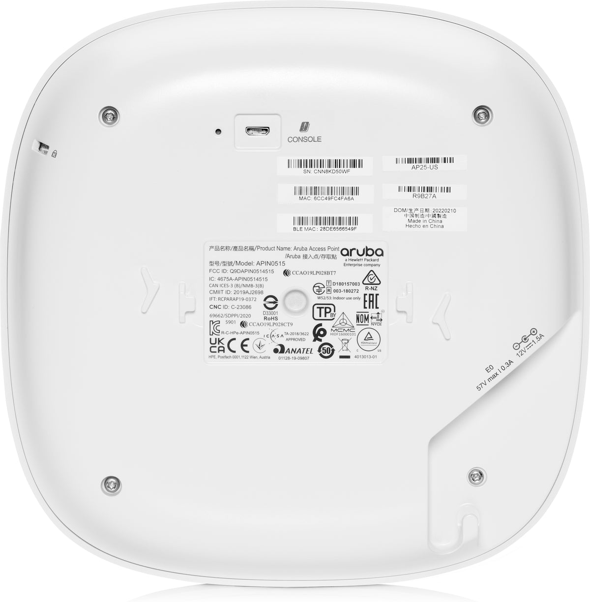 HPE Networking Instant On AP25 - 4x4:4 WiFi 6 -tukiasema ja virtalähde