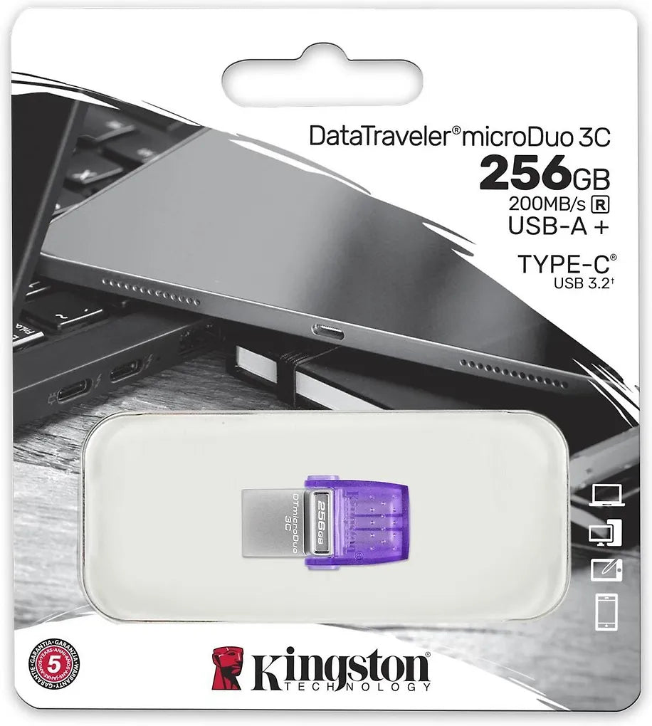 Kingston DataTraveler microDuo 3C 256 Gt USB-A + USB-C -muistitikku