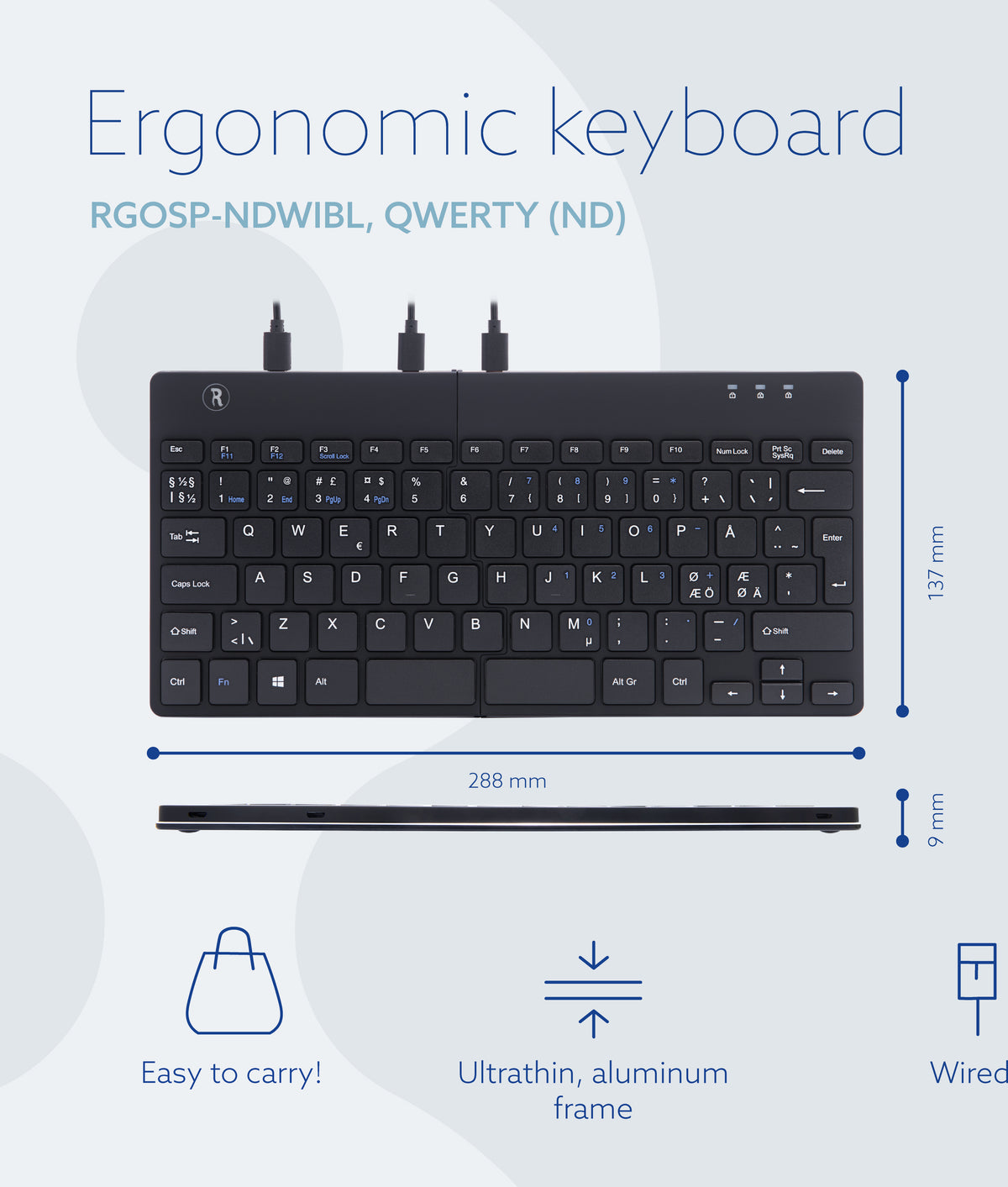 R-Go Split Break -kaksiosainen ergonominen näppäimistö, musta – kuva 8