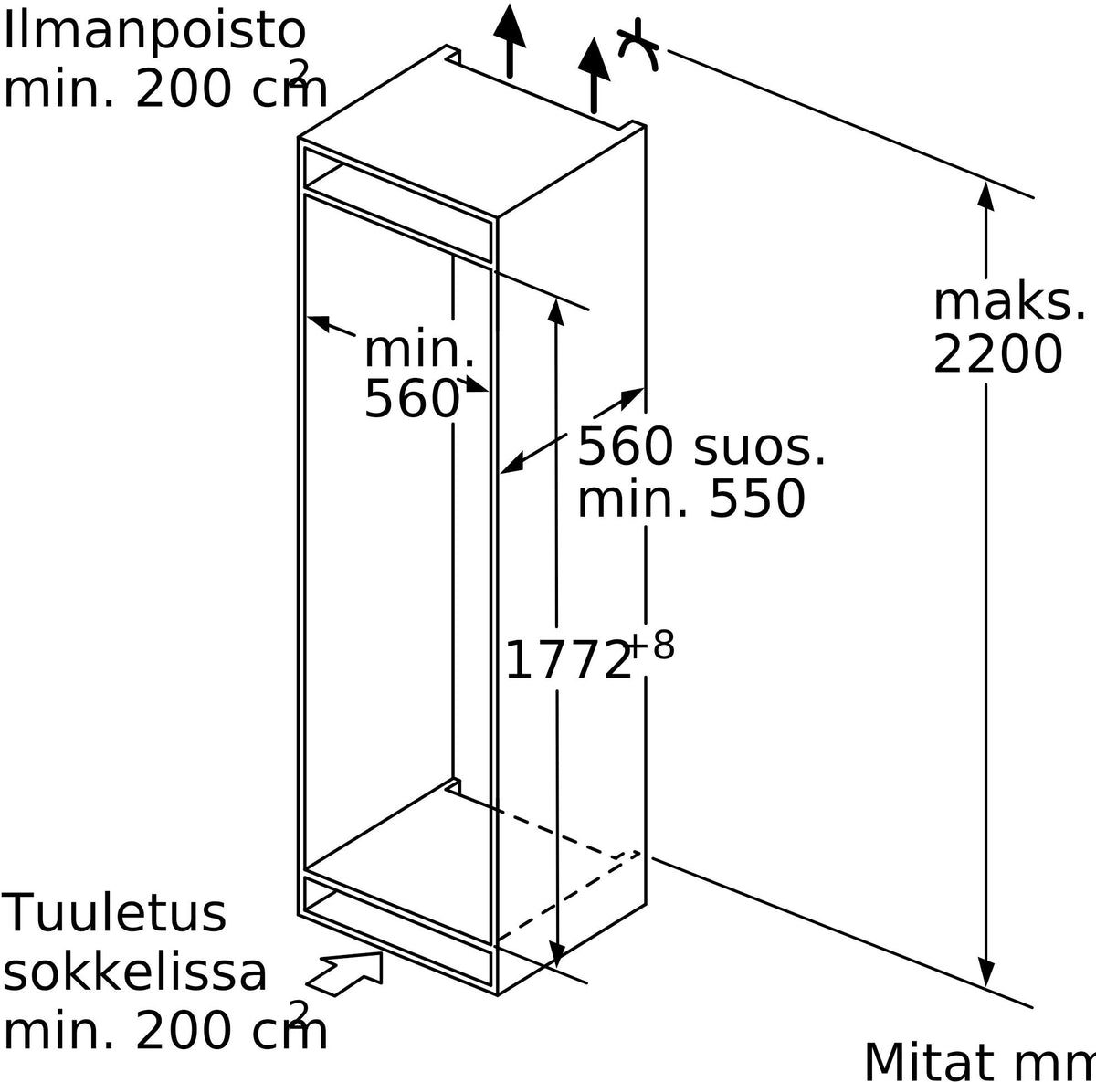 Siemens KI81RAFE1 iQ500 integroitava jääkaappi – kuva 8