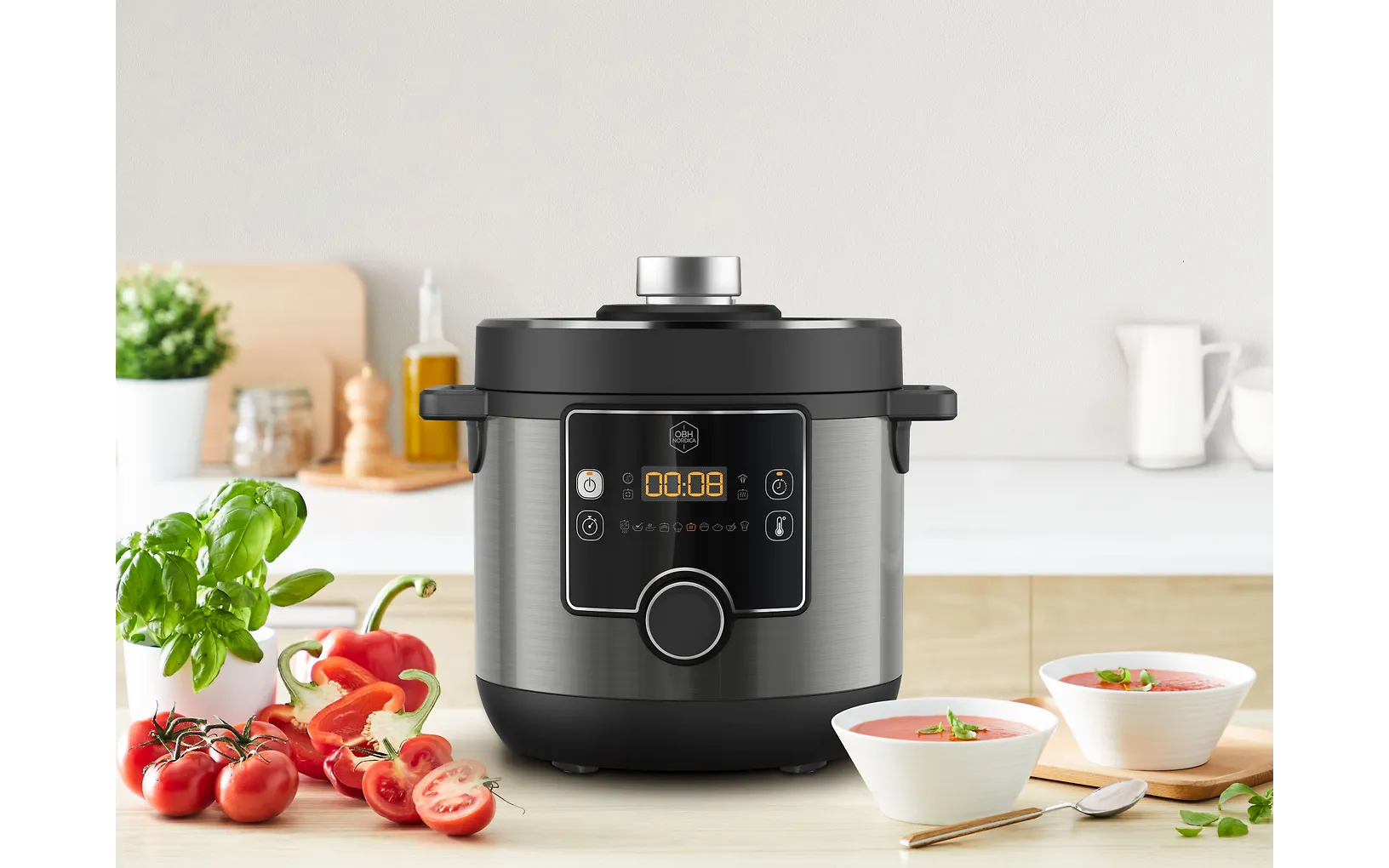OBH Nordica Turbo Cuisine & Fry Multicooker QK7788S0 -monitoimi airfryer, 7,6 L