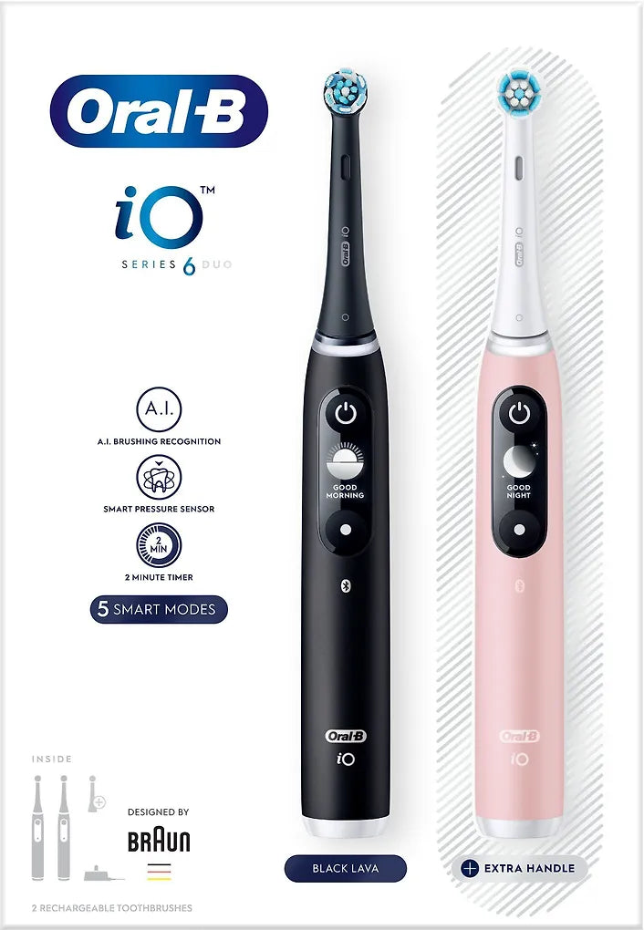 Oral-B iO Series 6 -sähköhammasharja, tuplapakkaus, musta / pinkki