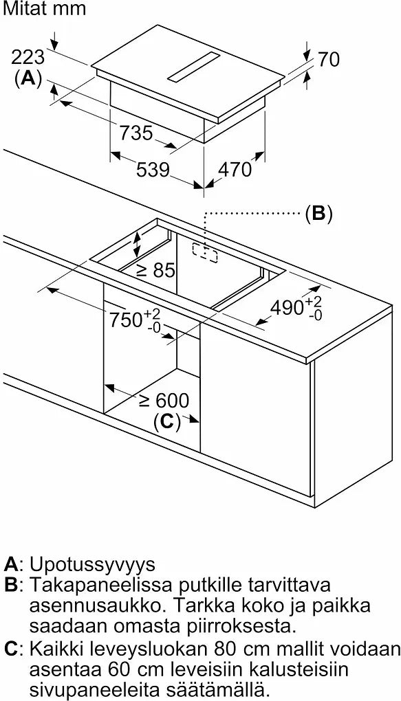 Siemens ED851FQ15E iQ500 induktionshäll med fläkt, 80 cm