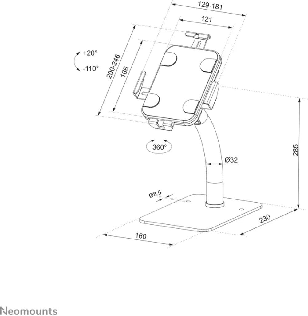 Neomounts by Newstar DS15-625BL1 -tablettiteline pöydälle, musta – 16