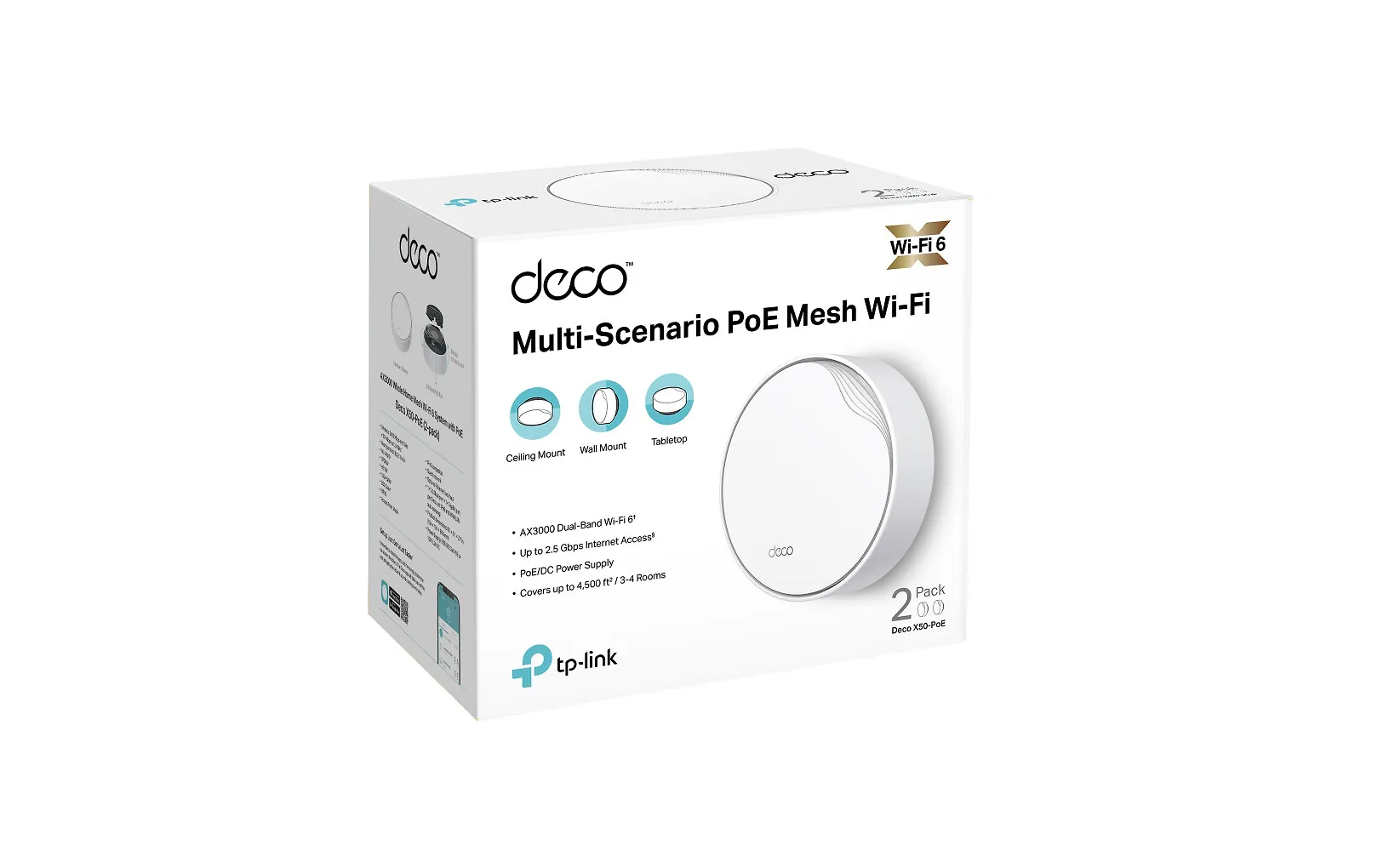 TP-LINK Deco X50-PoE WiFi 6 -Mesh-järjestelmä, 2-pack