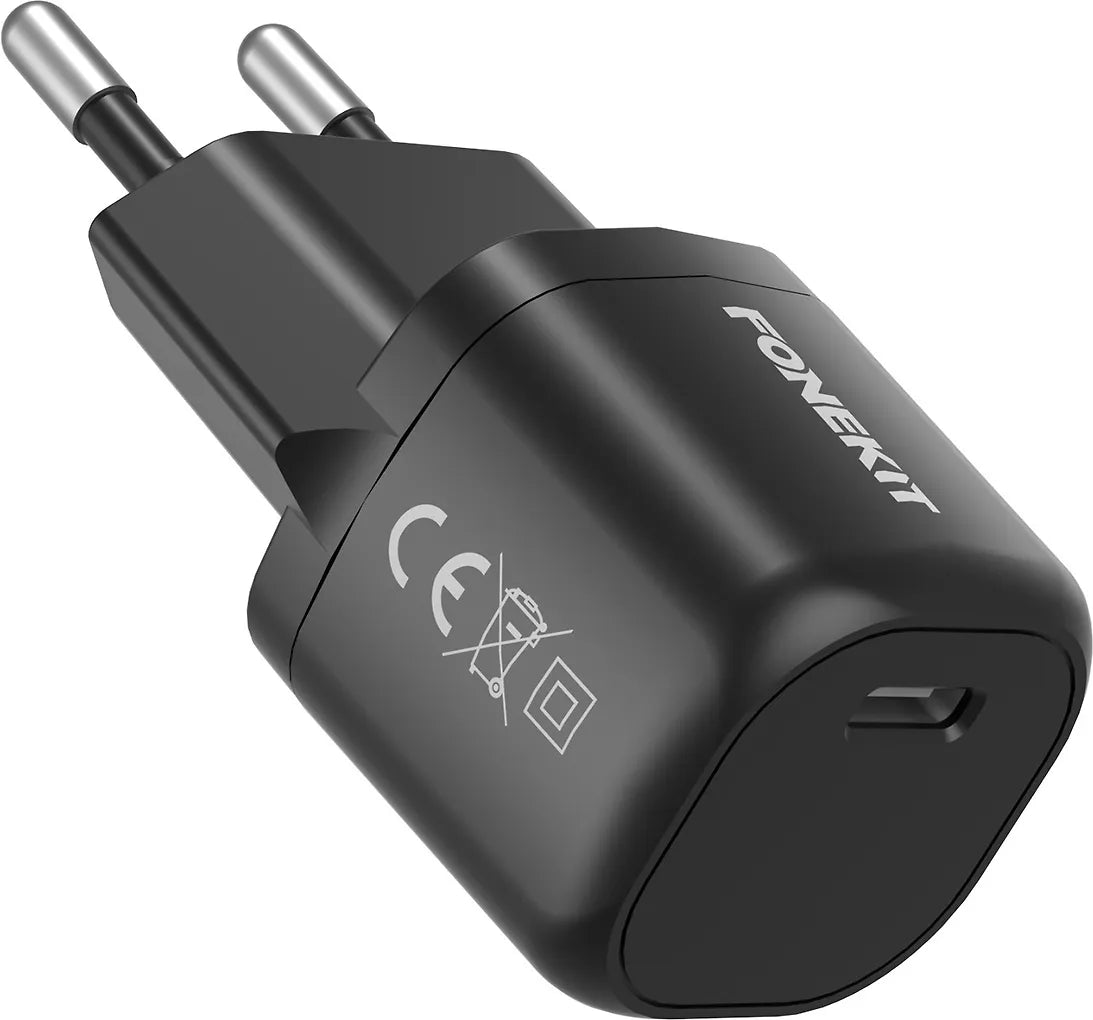 FoneKit Mini 20W -nätladdare, USB-C, svart