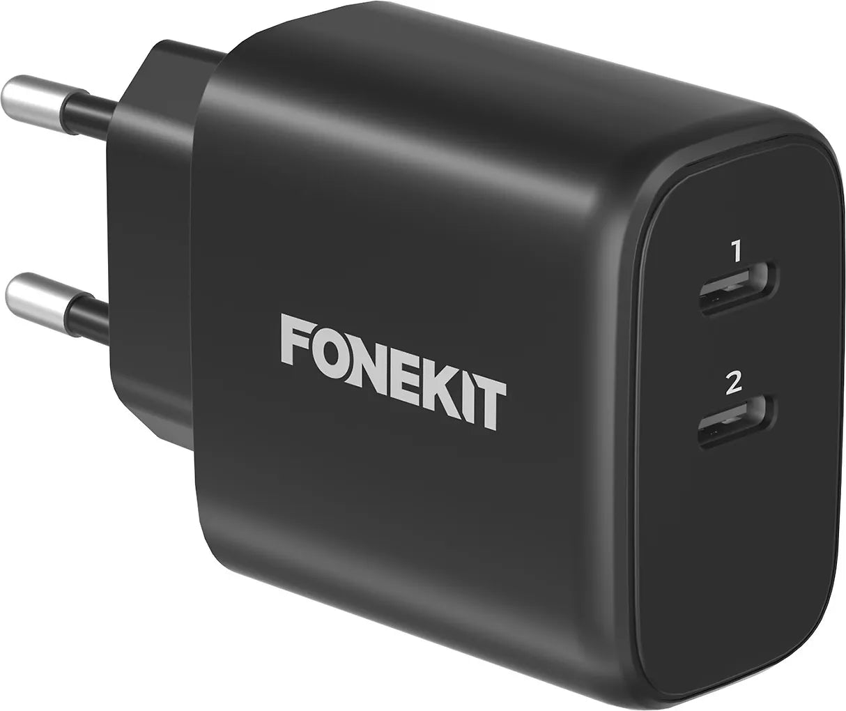 FoneKit GaN PD 65W -nätladdare, USB-C + USB-C, svart