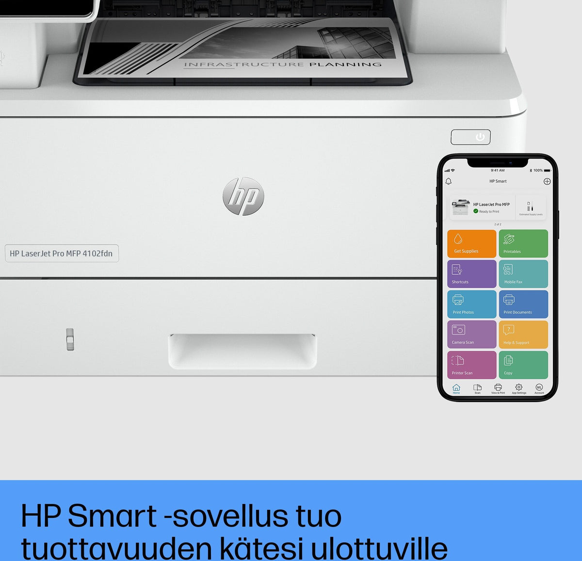HP LaserJet Pro MFP 4102fdn -mustavalkomonitoimilaser – kuva 4