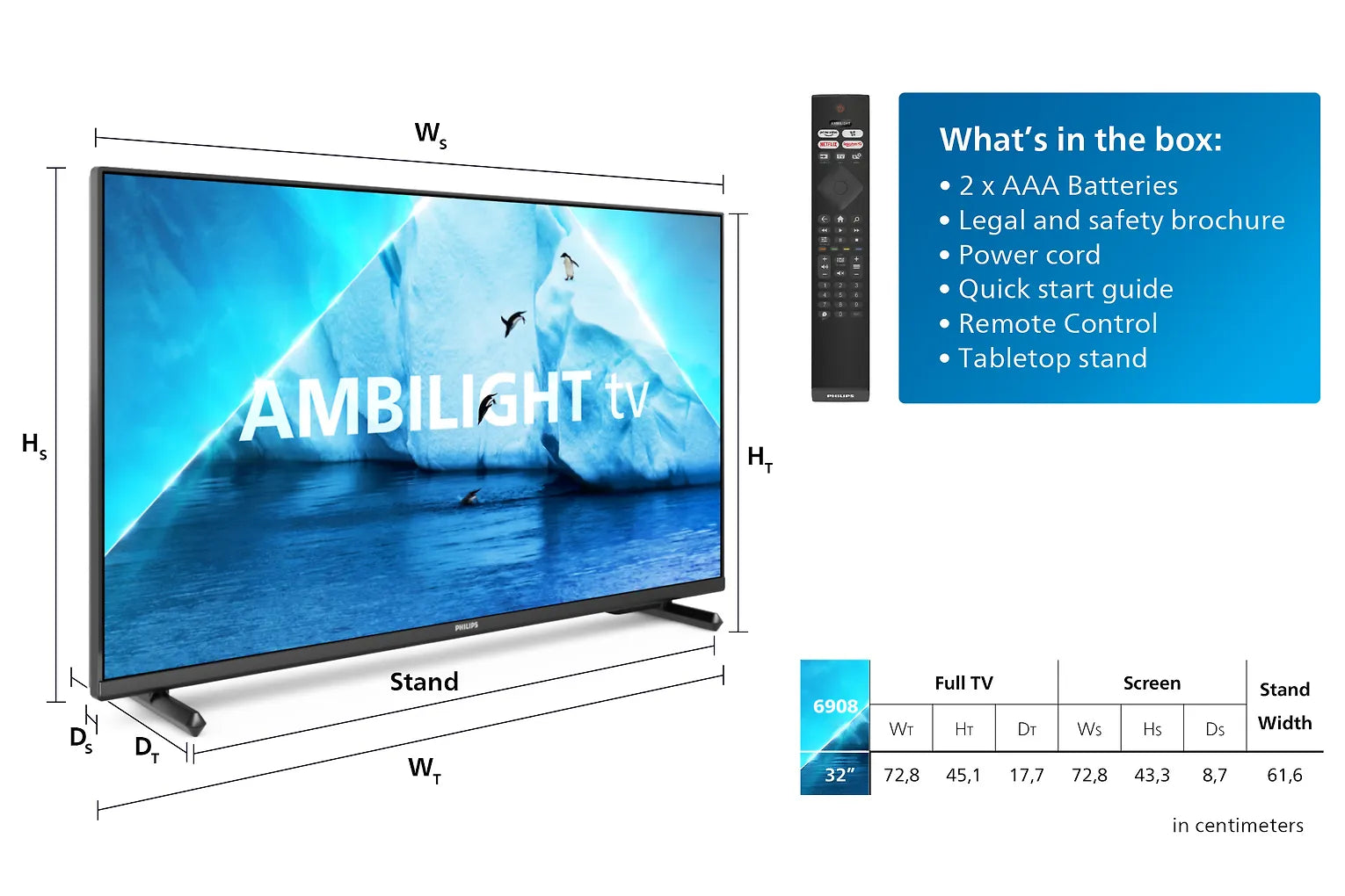 Philips PFS6908 32" Full HD LED Ambilight TV
