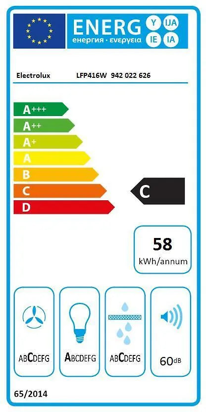 Electrolux LFP416W spisfläkt, vit, 60 cm