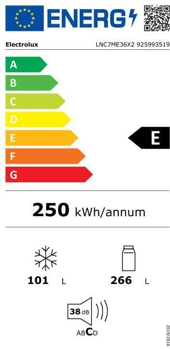 Electrolux LNC7ME36X2 jääkaappipakastin, teräs, 2m