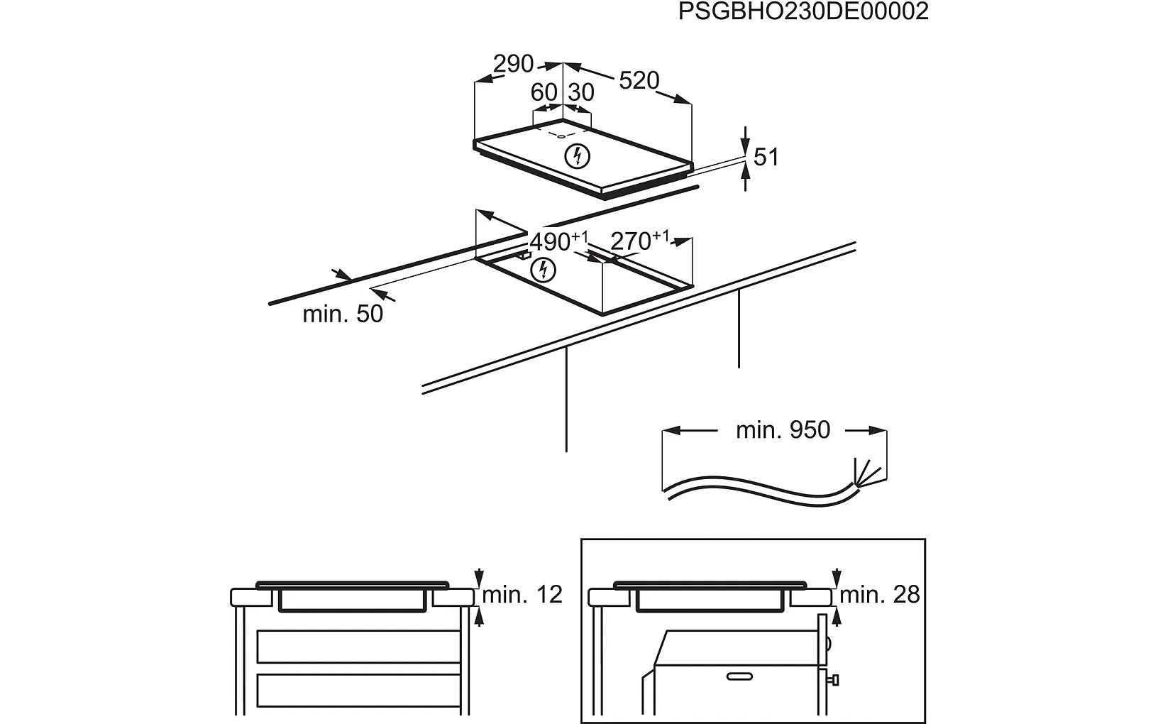Electrolux HOI336F 300-sarjan Domino induktiotaso, 29 cm - E-store.fi