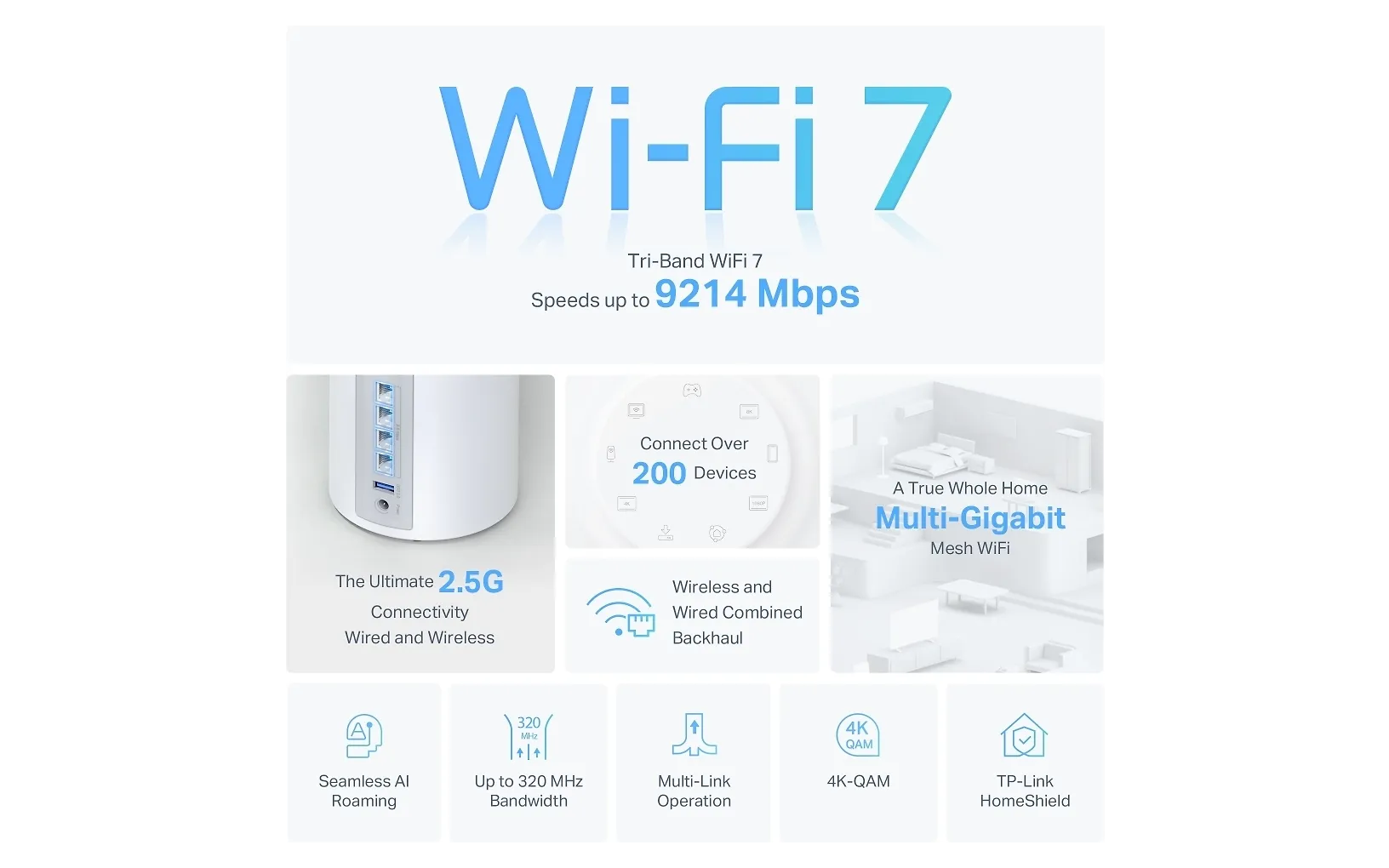 TP-LINK Deco BE65 Tri-Band WiFi 7 Mesh-system, 2-pack