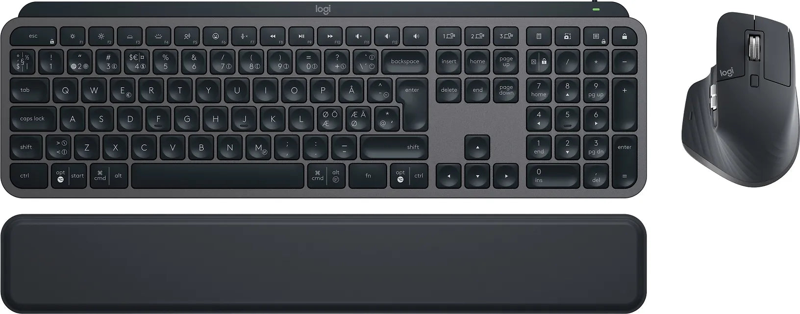 Logitech MX Keys S Combo -näppäimistö ja hiiri rannetuella, grafiitinharmaa