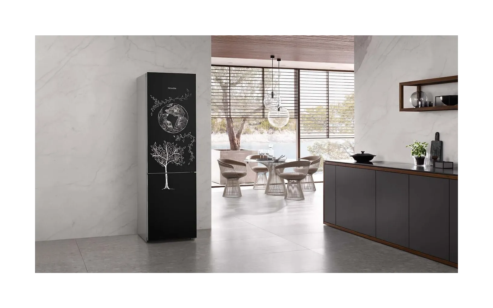 Miele KFN 4795 CD jääkaappipakastin, musta liitutaulu, 2m