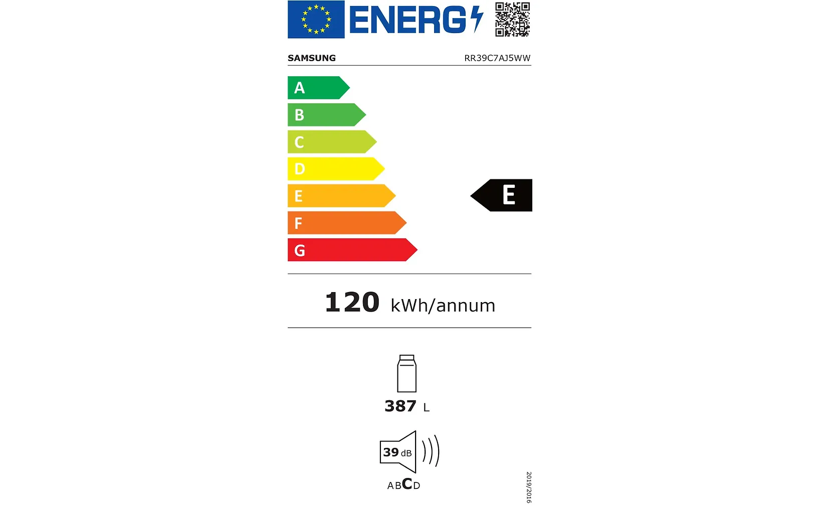 Samsung RR39C7AJ5WW/EF jääkaappi, valkoinen