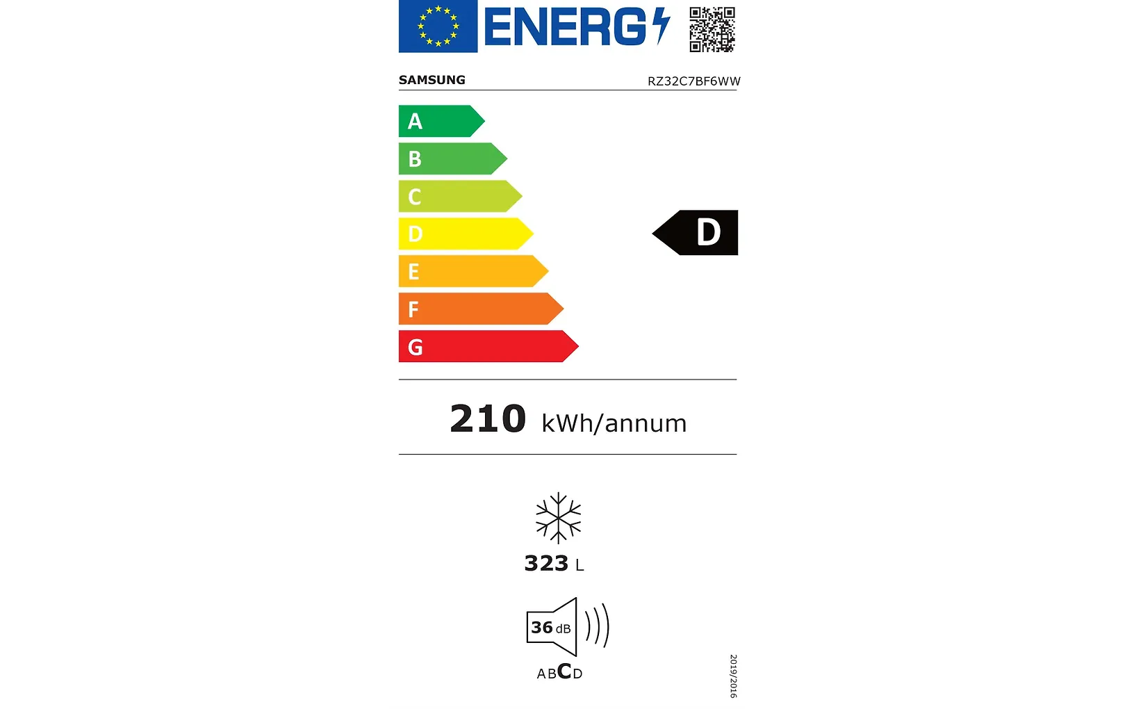 Samsung RZ32C7BF6WW/EF kaappipakastin, valkoinen
