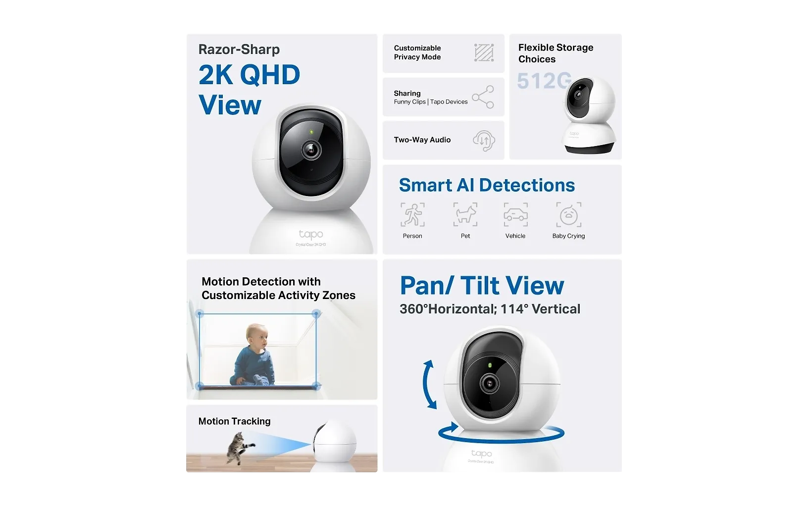 TP-LINK Tapo C220 Pan Tilt AI -valvontakamera sisäkäyttöön