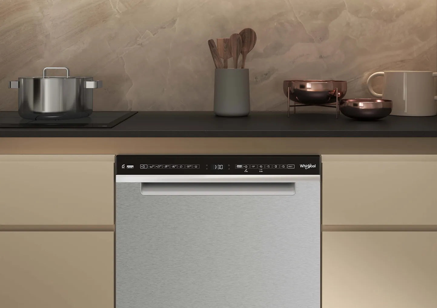 Whirlpool W7U HS41 X astianpesukone, teräs