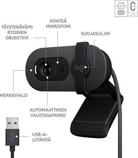 Logitech Brio 100 -web-kamera, musta – kuva 7