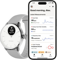 Withings Scanwatch Light -älykello, 37 mm, valkoinen / harmaa