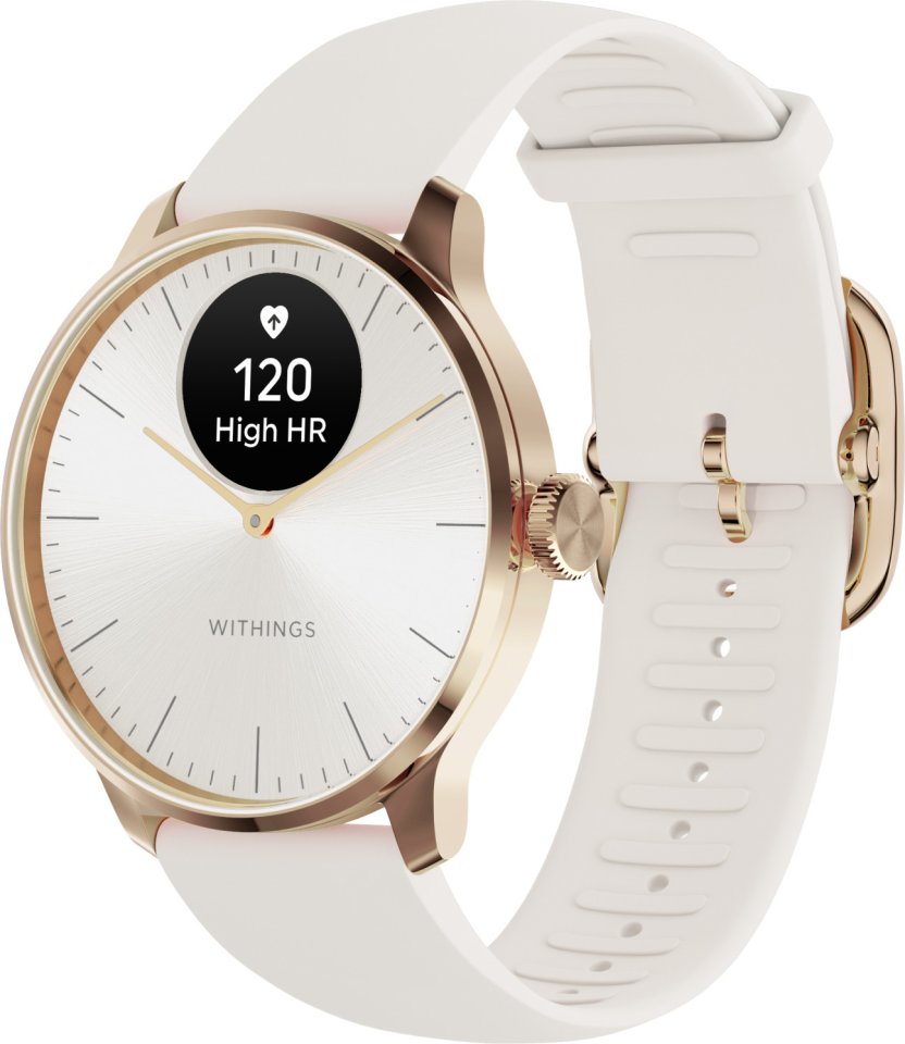 Withings Scanwatch Light -älykello, 37 mm, valkoinen / ruusukulta