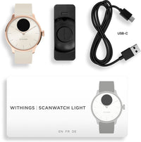 Withings Scanwatch Light -älykello, 37 mm, valkoinen / ruusukulta