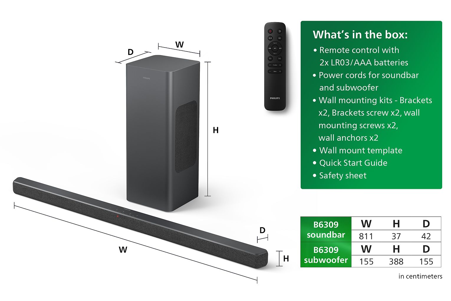 Philips TAB6309 2.1 Soundbar-ljudsystem